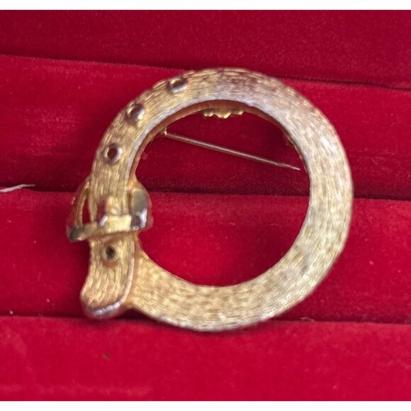 Vintage Mamselle Belt Buckle Gold-Tone Brooch Pin 1960s Collectible Jewelry - Picture 1 of 8
